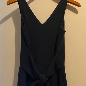 Navy Blue Tie-Waist V-Neck Cropped Jumpsuit - Ann Taylor